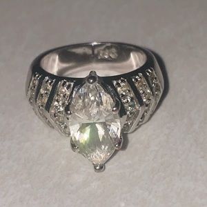 RSC signed stamped silver marquis cubic zirconia CZ size 5 ring